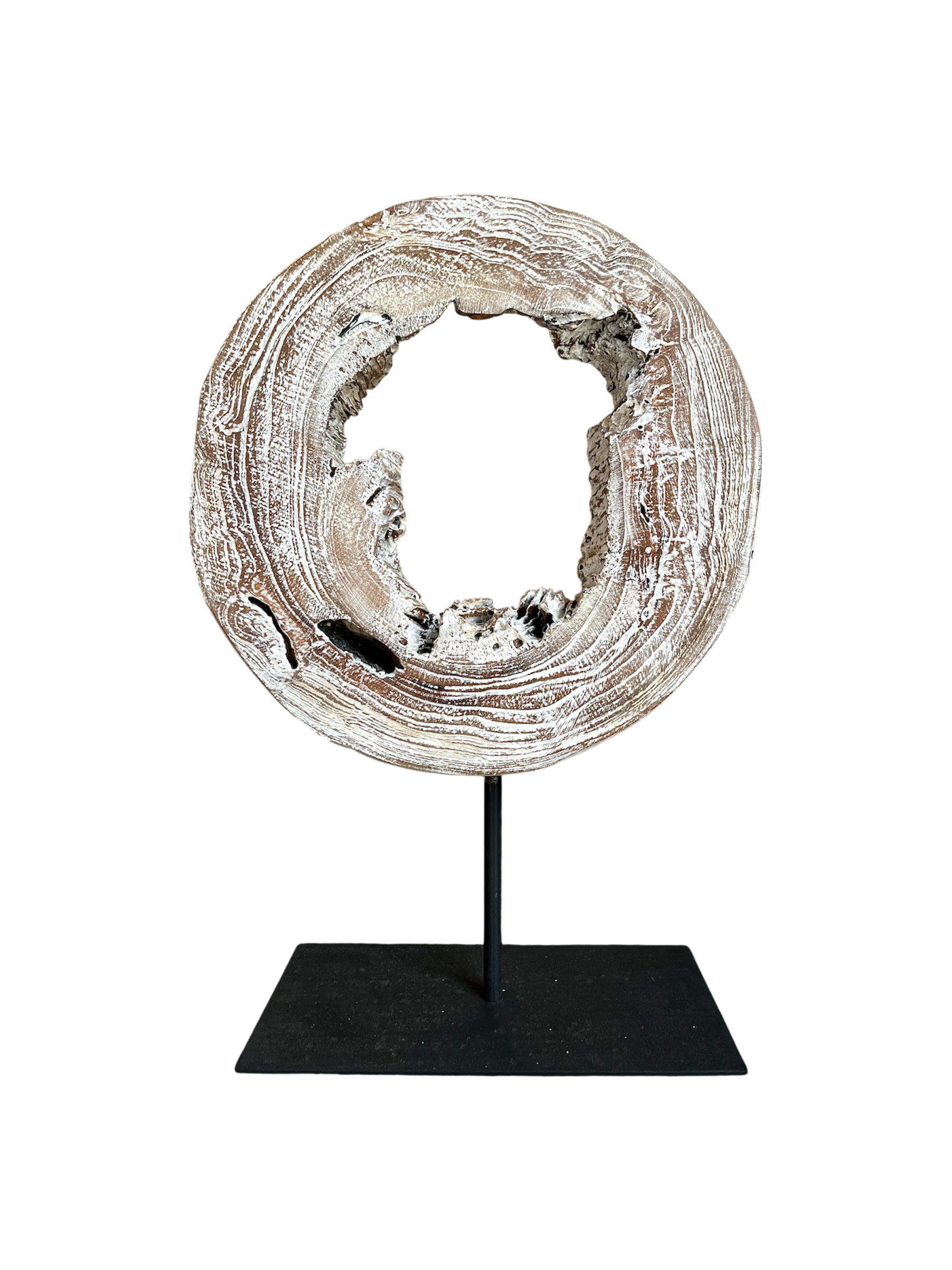 White Finished Wooden Slice On Stance